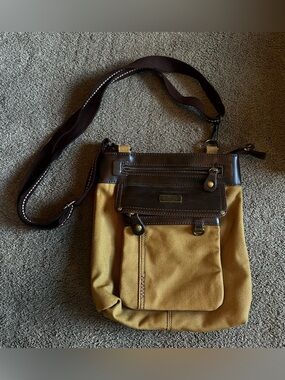 Chala Brown Canvas Crossbody Purse